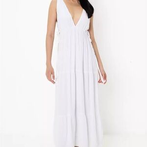 Pull&Bear White Backless Plunge Sundress, size M